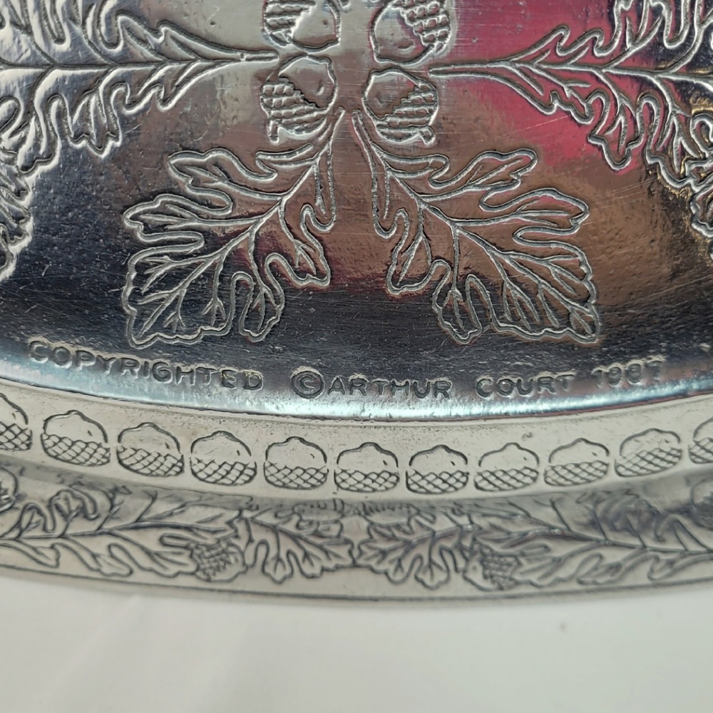 Arthur Court 1987 Vintage Aluminum Oak Leaf Acorn Oval Serving Tray - Picture 5 of 8